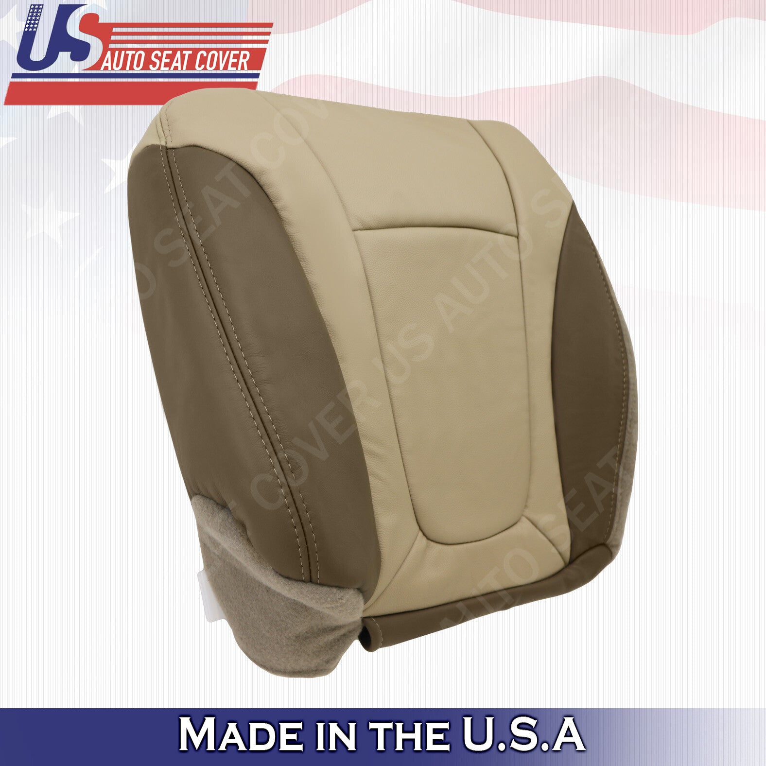 2002 - 2004 Chevy Trailblazer Front Driver Bottom Leather Seat Cover 2-Tone Tan