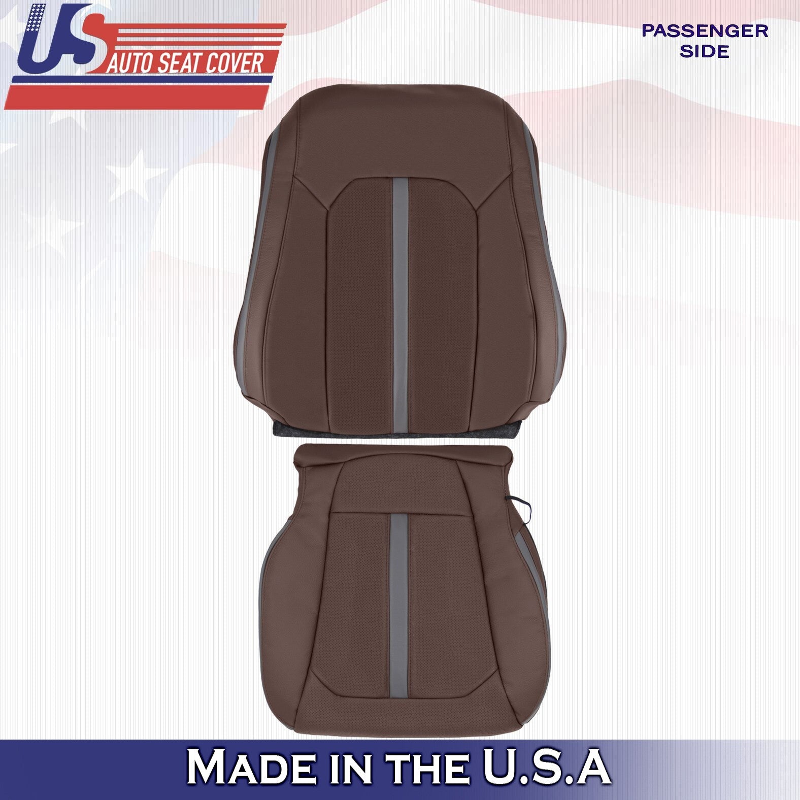 2015 to 2020 For Ford F150 Platinum Passenger Top & Bottom Leather Cover Brown
