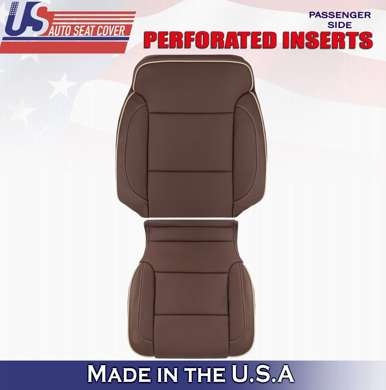 2017 For Chevy Silverado High Country Passenger Top Bottom Leather Covers Brown