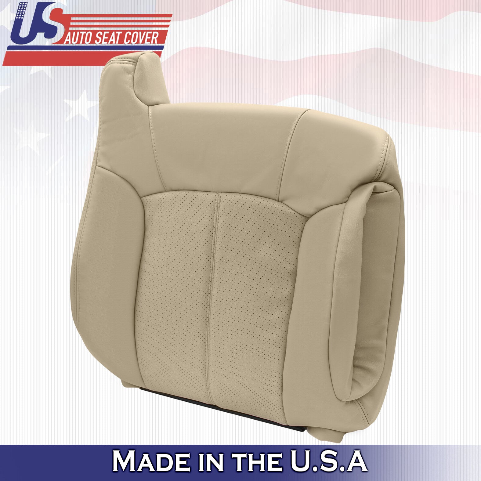 2002 For Cadillac Escalade Passenger Side Top Perforated Leather Seat Cover Tan