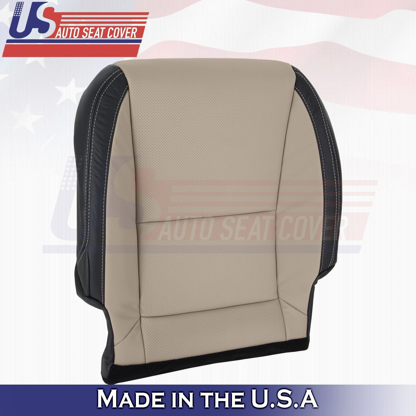 2010-2015 For Chevy Camaro Driver & Passenger Bottoms-Tops Leather Cover Beige