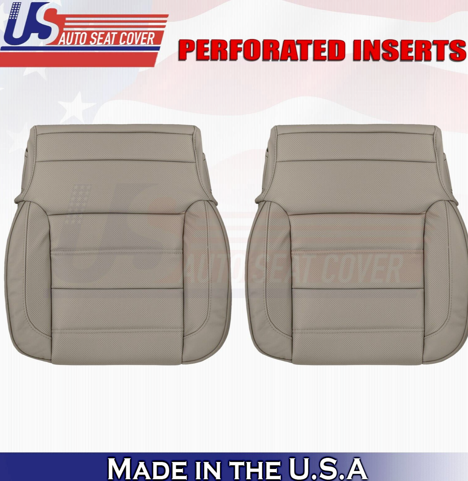 2018 For GMC Yukon Denali Driver & Passenger Bottom Perf Leather Seat Covers Tan