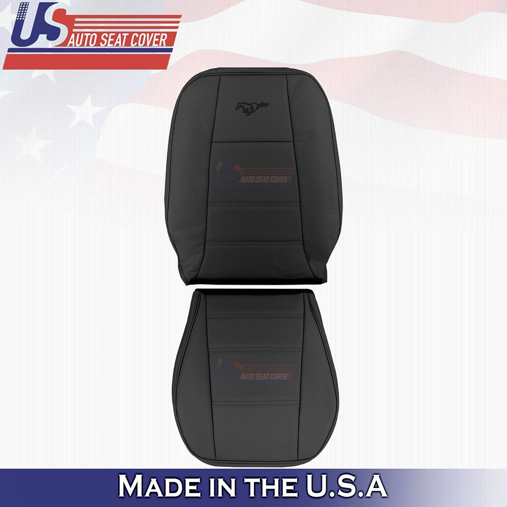 1999 to 2004 For Ford Mustang V6 Driver Bottom & Top Leather Seat Covers Black
