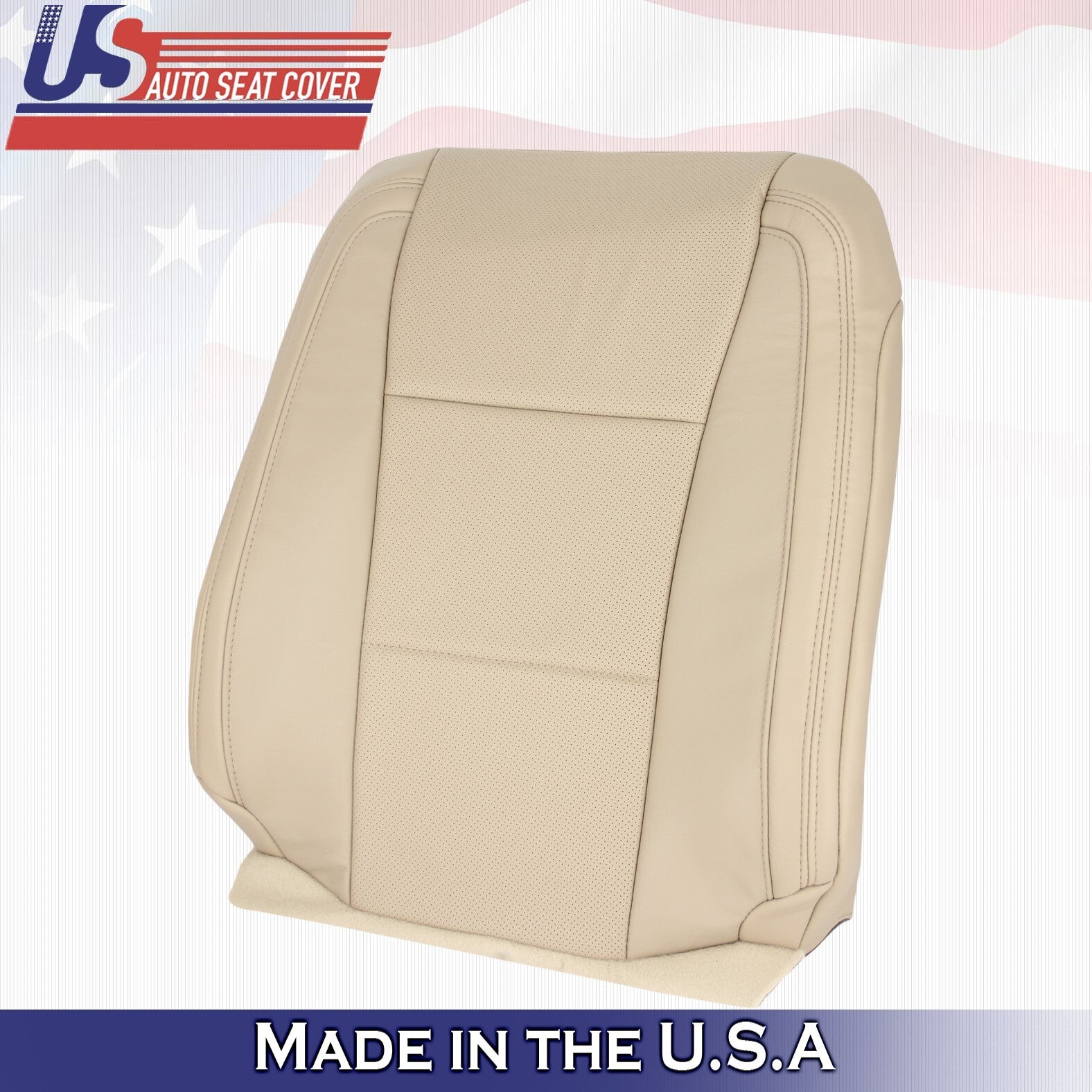 2015 to 2017 Fits Ford F150 Lariat Driver &Passenger Tops Leather Covers Tan