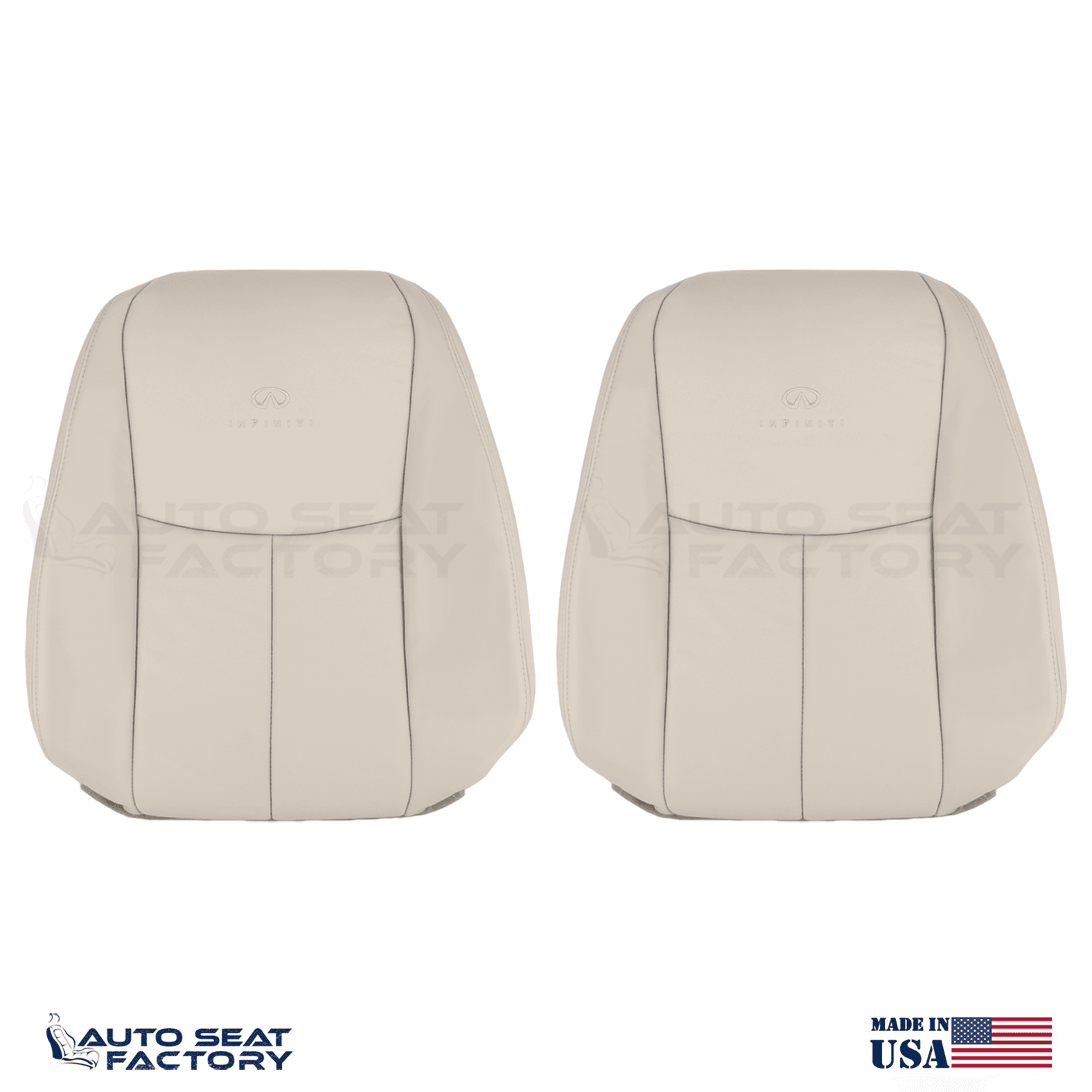 2014 -2020 Fits Infiniti Q50 LEFT & RIGHT Top Wheat Vinyl SOLID Seat Covers 2PCS