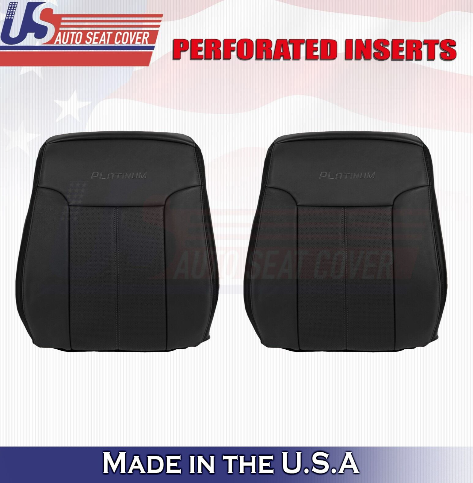 2013 to 2016 For Ford F450 F550 Platinum Driver Passenger Top Leather Covers BLK