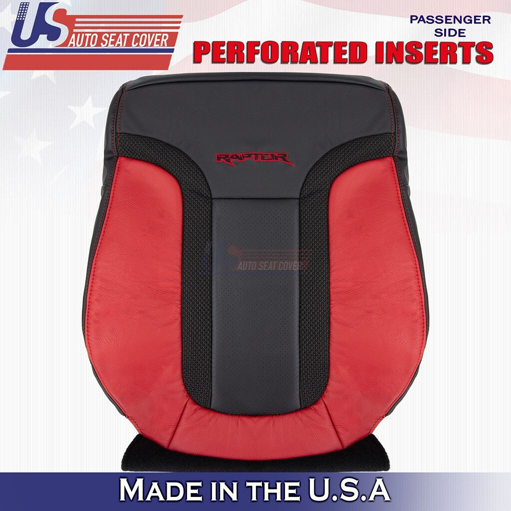 Passenger Top & Bottom Seat Cover Black/Red For 2014 Ford F150 Raptor