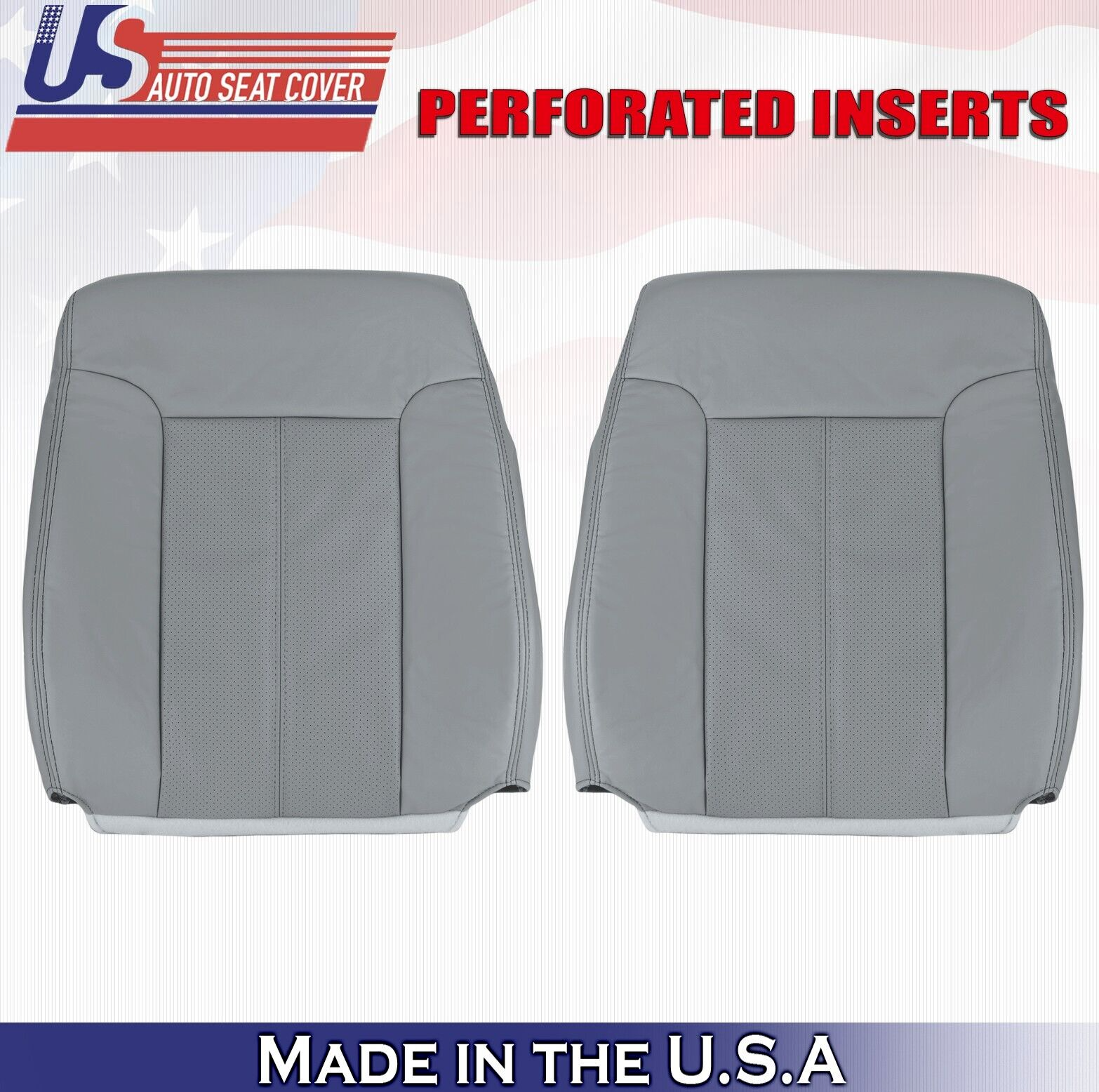 2015 2016 For Ford F250 F350 Lariat Driver & Passenger Top Leather Covers Gray