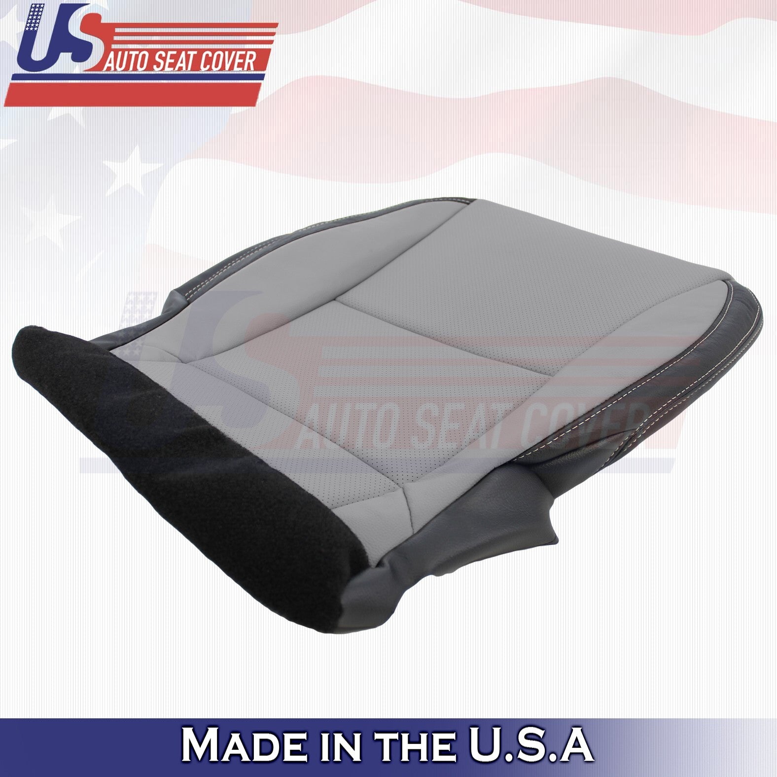 2010-2015 Fits Chevy Camaro Driver Bottom Perforated Leather Cover Gray/Black