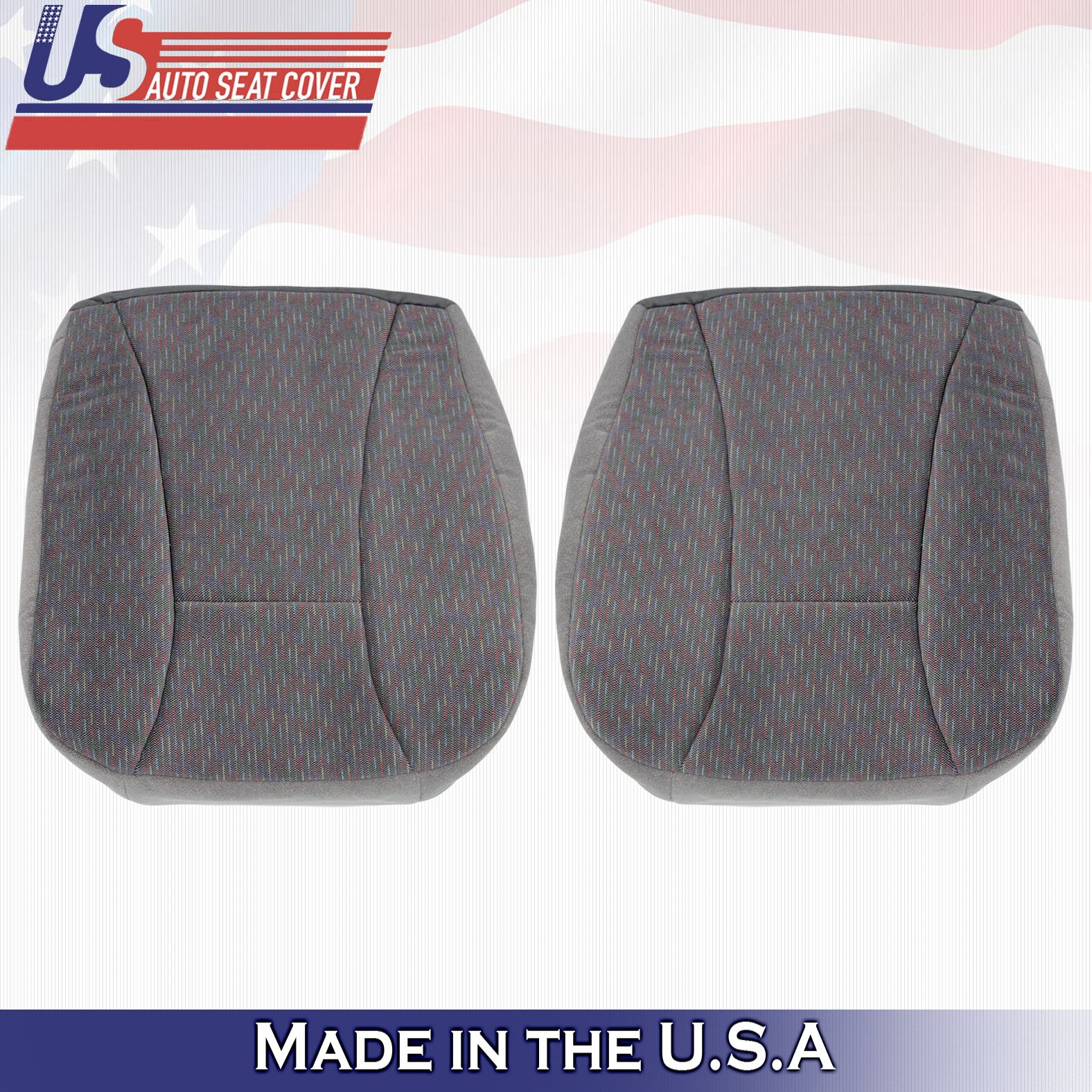 Fits For 1992-1996 Ford Bronco XLT Driver-Passenger Bottom Cloth Seat Cover Gray