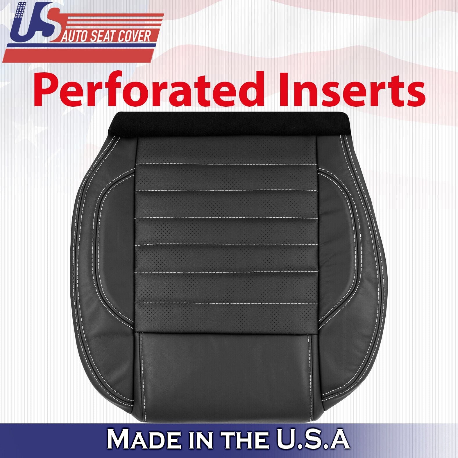 2010 to 2014 For Ford Mustang Front Set Top &Bottom Leather w/ Perf Cover Black