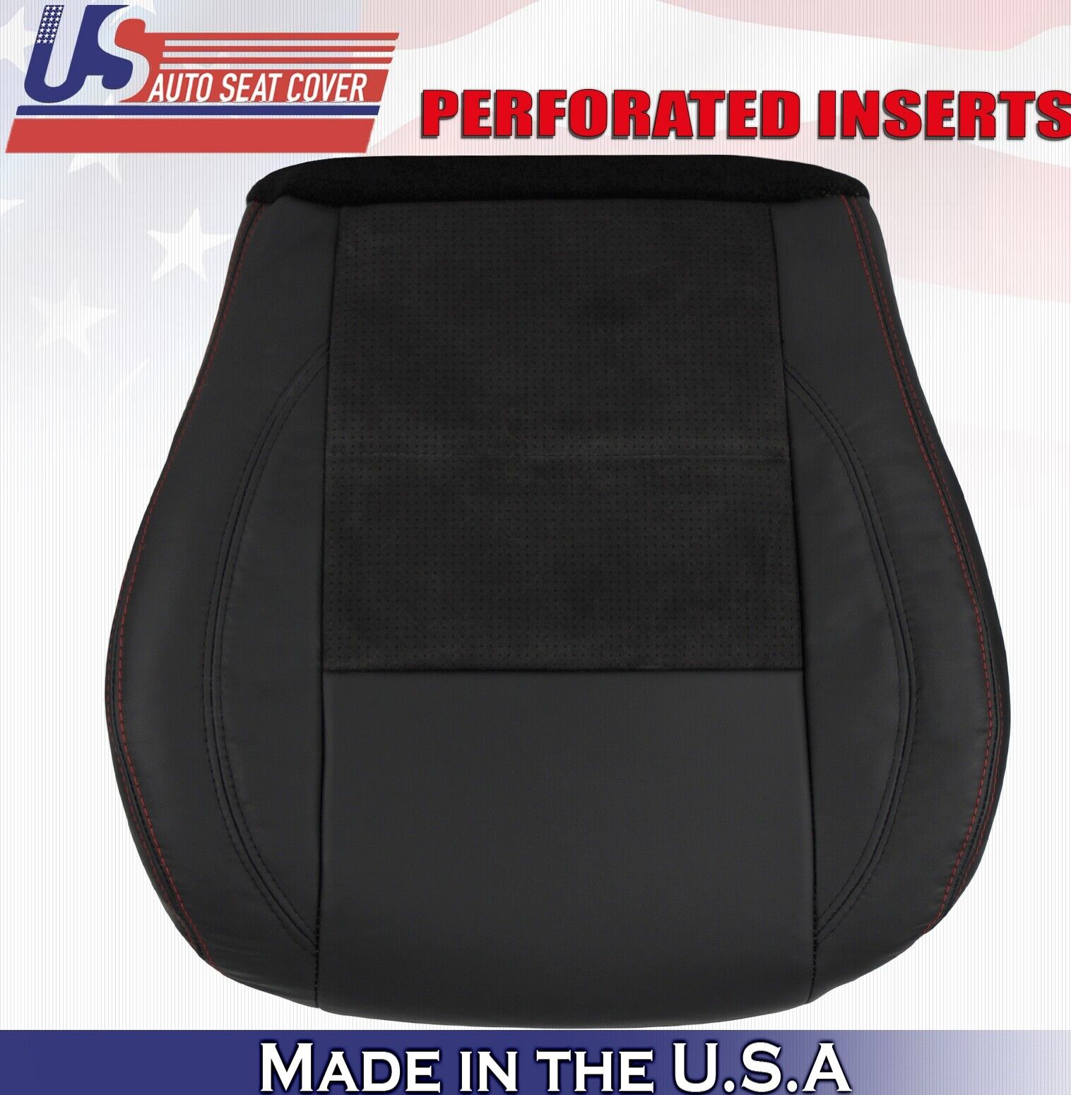 2010 For Dodge Charger RT Driver & Passenger Bottom Perf Leather Seat Covers BLK