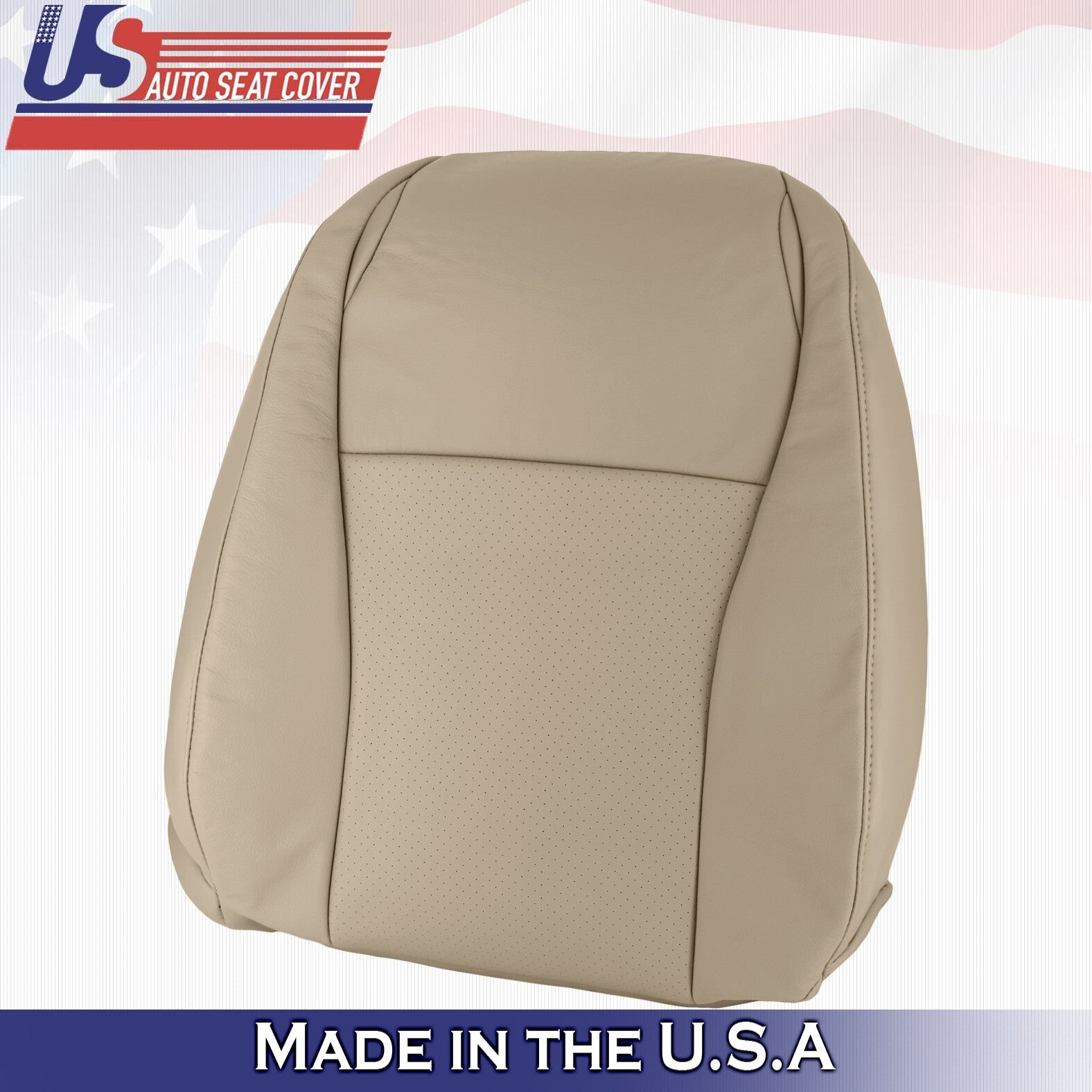 2006 2007 For Toyota Highlander 2x Top & 2x Bottom Perf Leather Seat Covers Tan