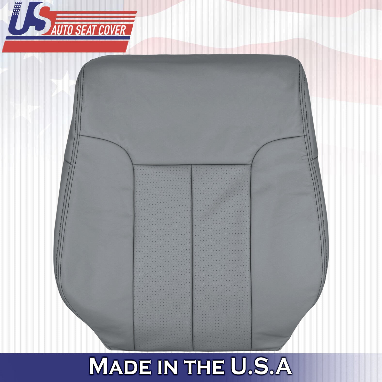 2014 Ford F150 Driver Side Top & Bottom Perforated Leather Seat Covers Gray