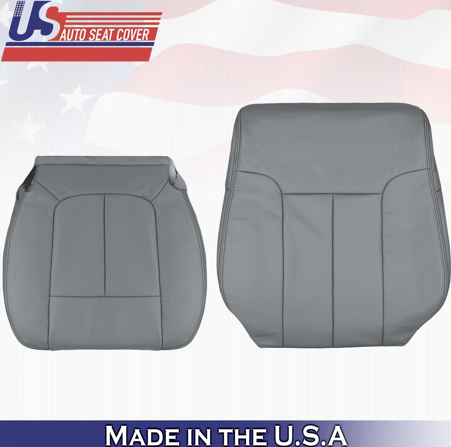 2011 For Ford F150 Passenger Top & Bottom Perforated Leather Seat Covers Gray
