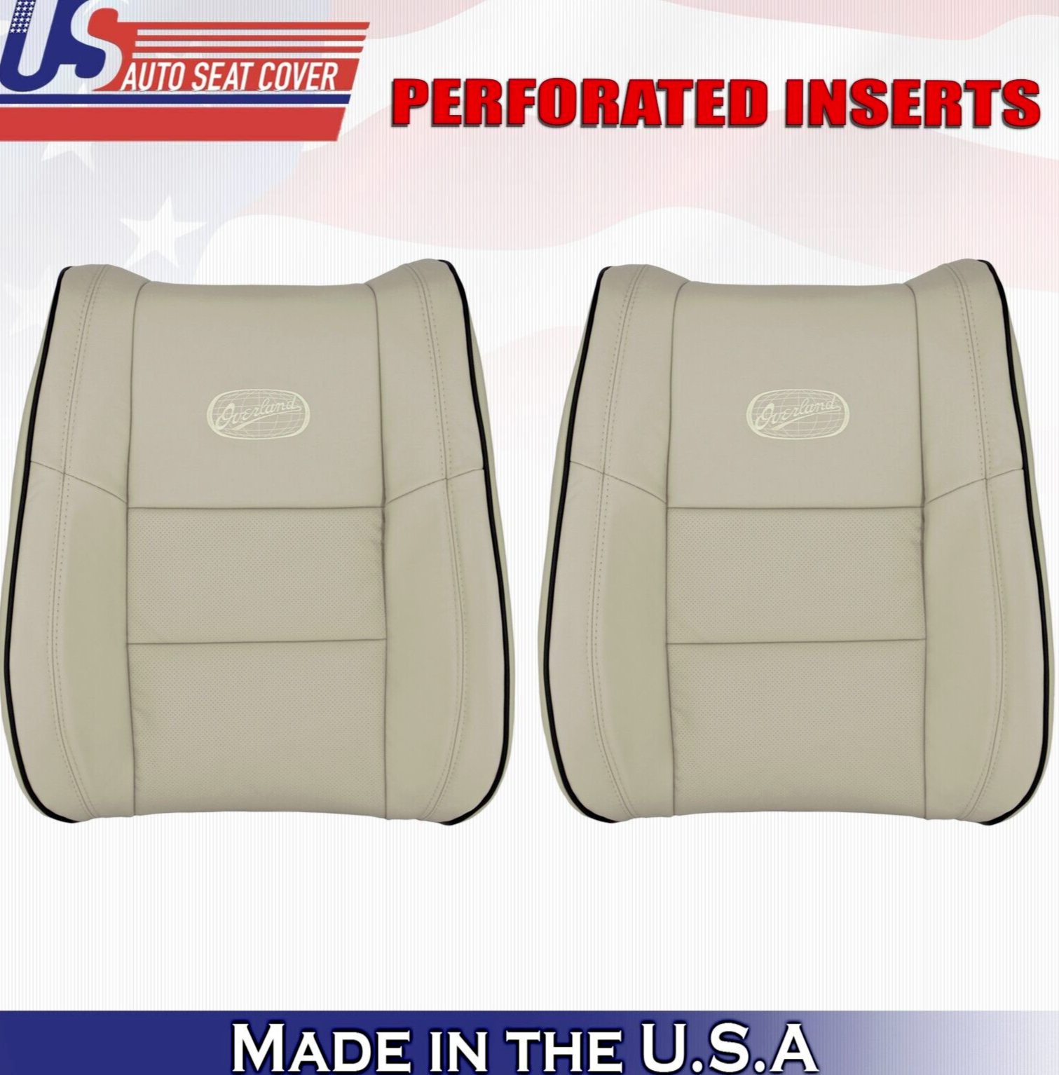 2014 Fits Jeep Grand Cherokee OVERLAND Driver & Passenger Top Leather Covers Tan