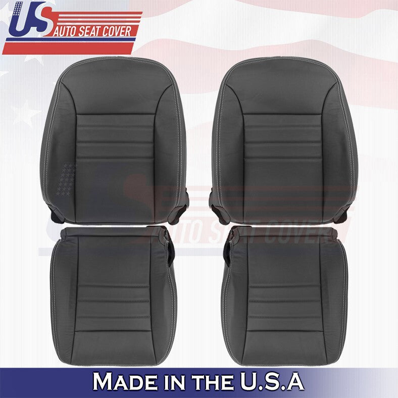 2011 2012 For Dodge Charger SXT Front 2 Top & 2 Bottom Leather Seat Covers BLK