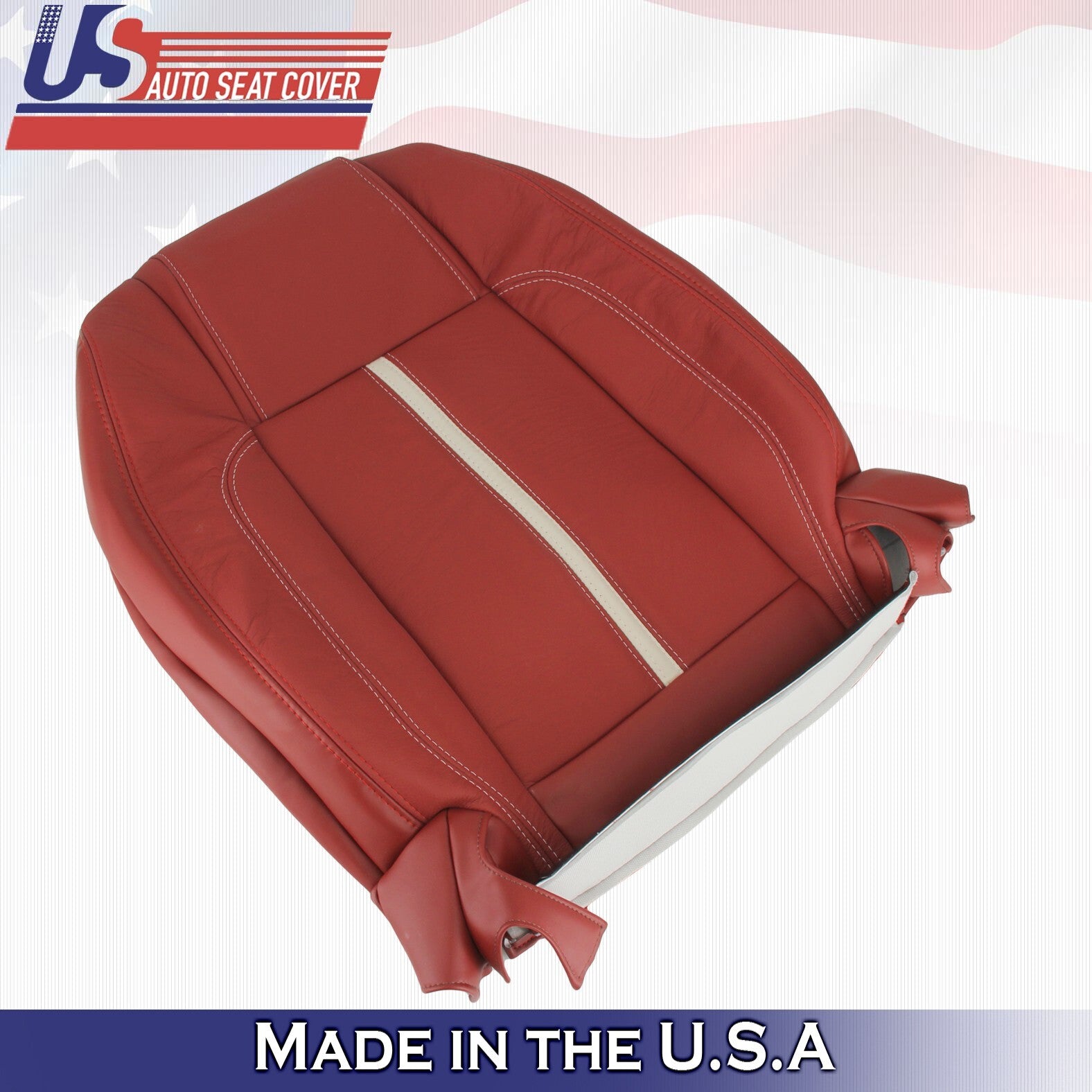 2013 2014 For Ford Mustang Gt Coupe Driver & Passenger Top Leather Covers Red