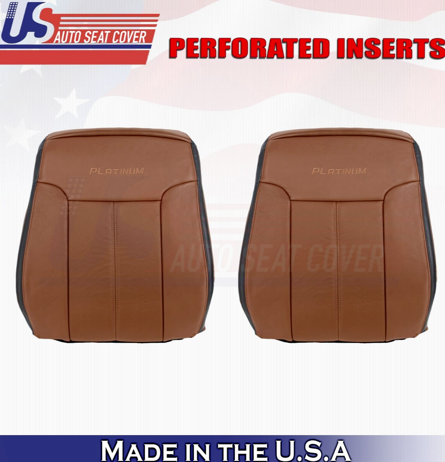 2013 to 2016 For Ford F550 Platinum Driver & Passenger Top Leather Covers Brown