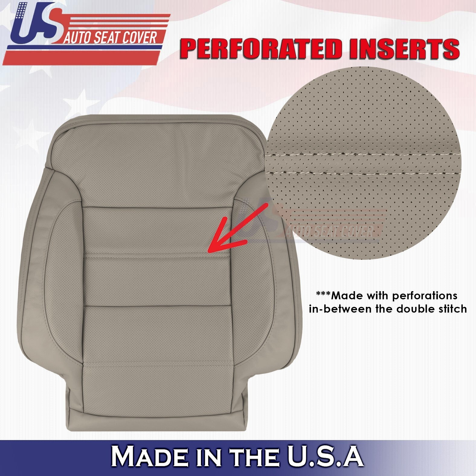 2015 For GMC Yukon Denali Front Passenger Top & Bottom Leather Seat Covers Tan