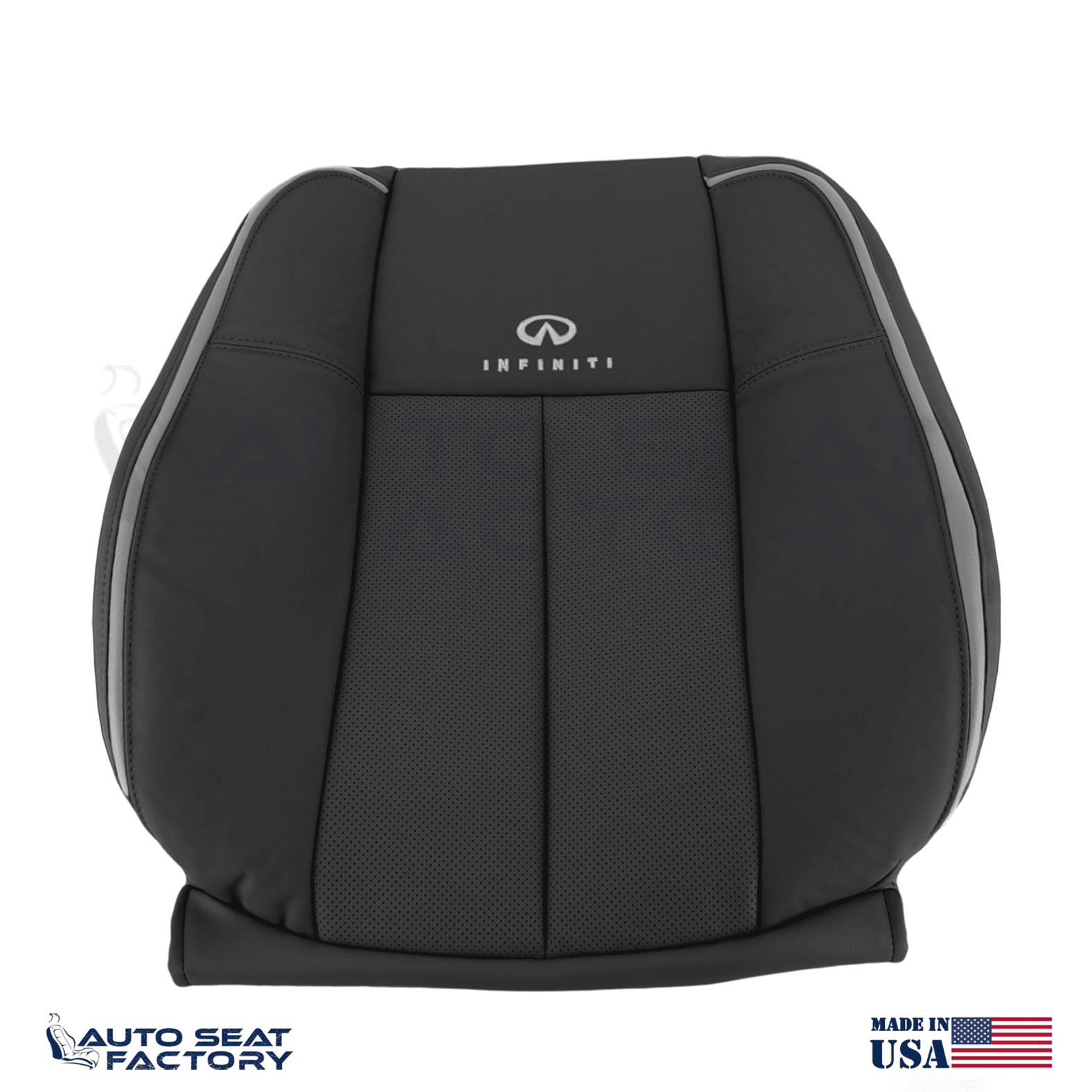 Fits 2006 -2010 Infiniti M45 M35 PASSENGER Top Black Leather Seat Cover, Perf.
