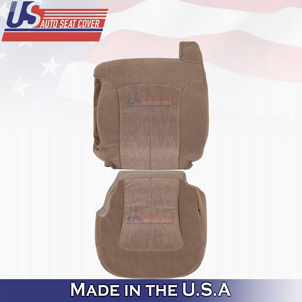 1999 to 2002 Fits Chevy Silverado Driver Bottom & Top Cloth Seat Cover Dark Tan