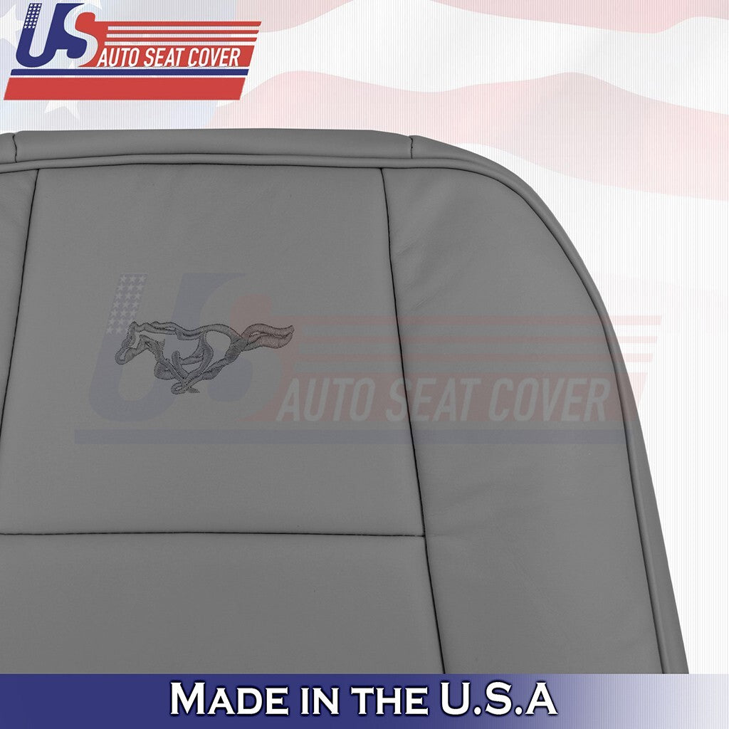 1999-2004 FOR Ford Mustang V6 Driver Bottom &Top Genuine Leather Seat Cover Gray