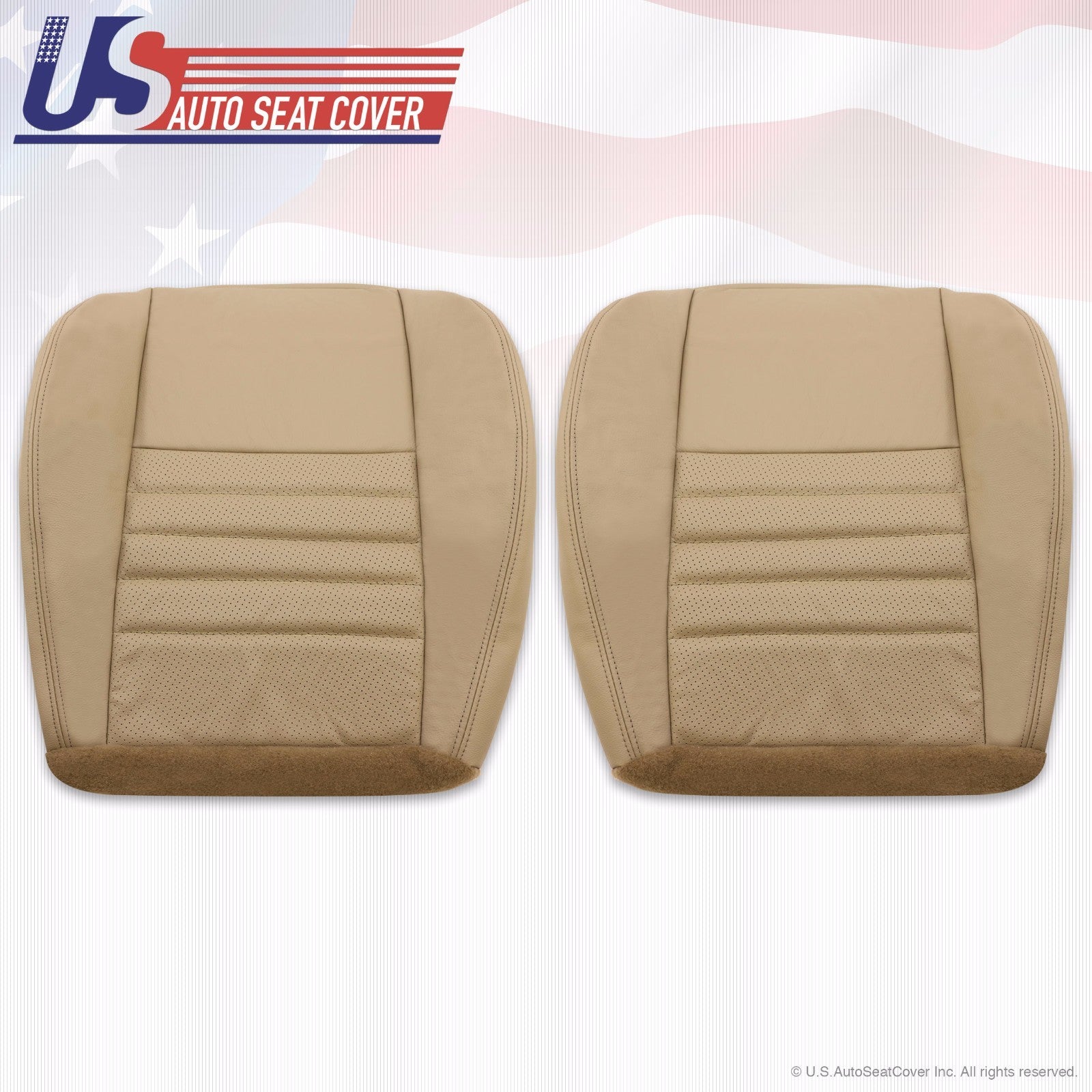 1999 To 2004 Ford Mustang GT Driver & Passenger Bottom & Top leather Covers TAN