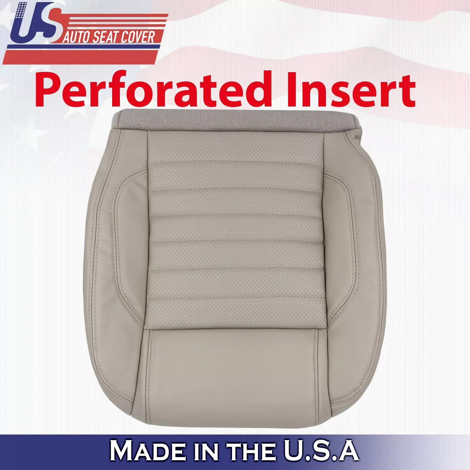 2010 to 2014 Fits Ford Mustang GT Passenger Top&Bottom Perf Leather Cover Stone