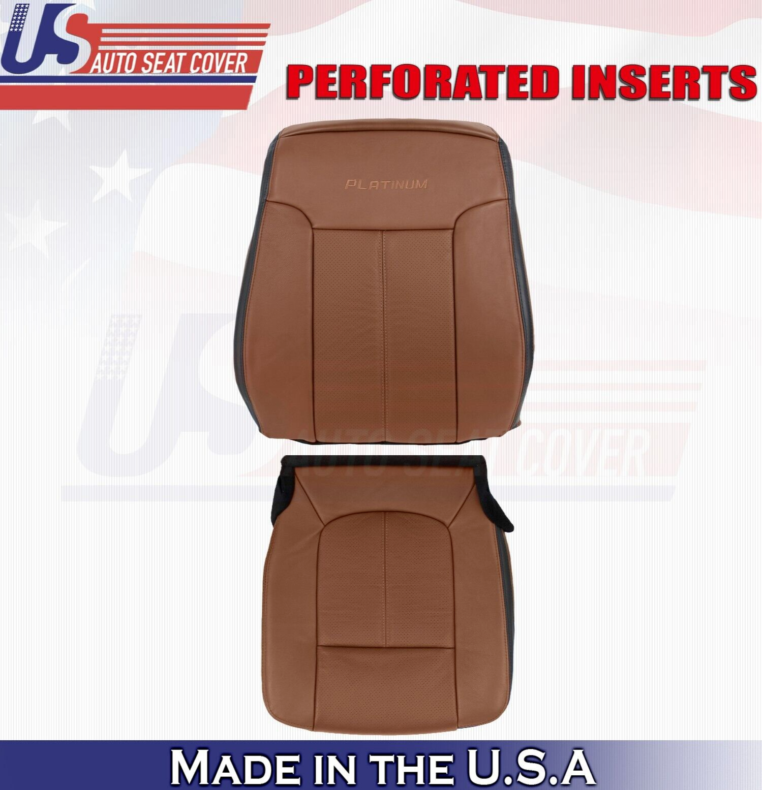 2013 to 2016 For Ford F250 Platinum Driver Top & Bottom Leather Covers Brown
