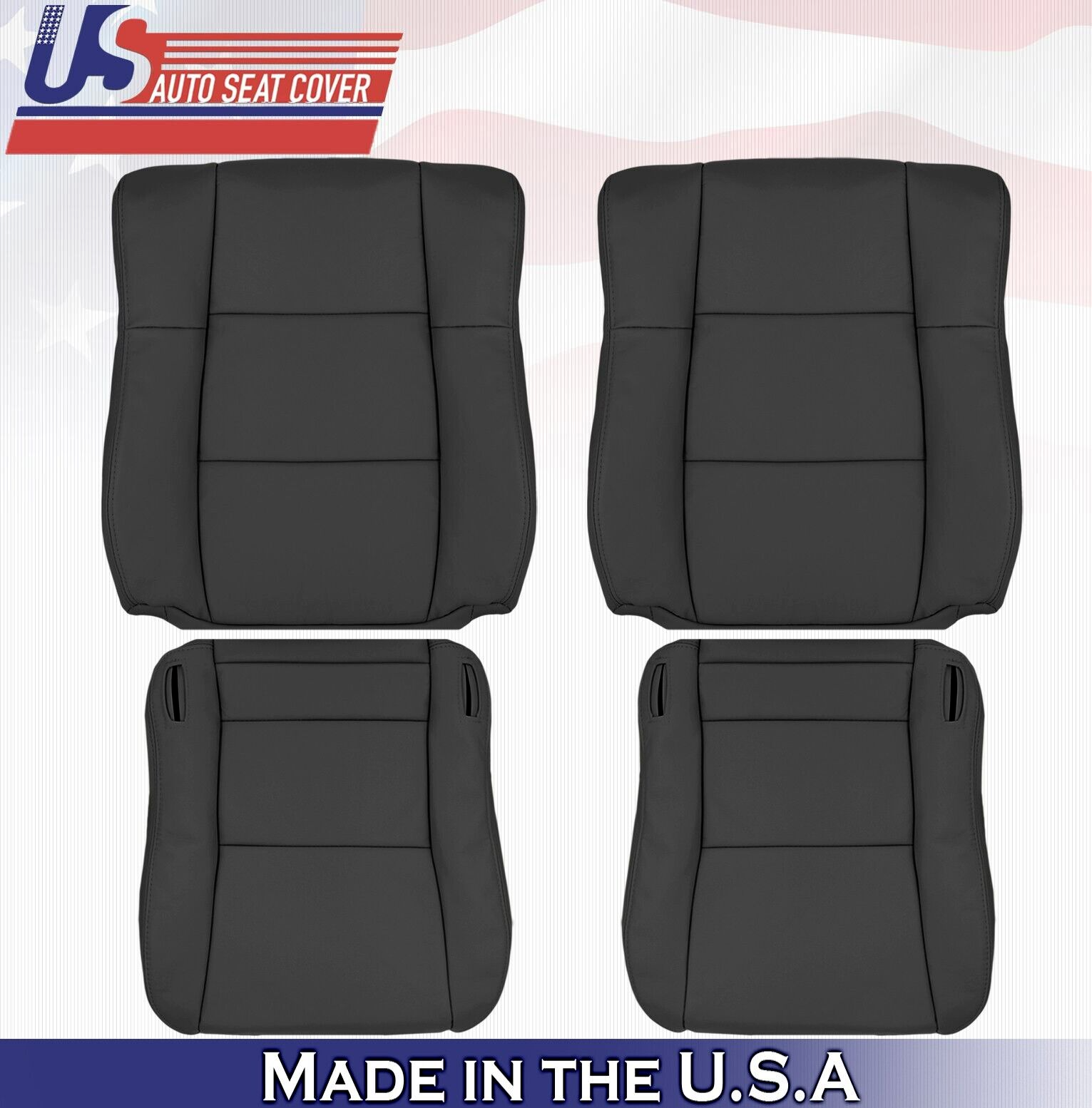 2000 2001 For Lexus ES300 2x Top & 2x Bottom Leather Seat Covers Black