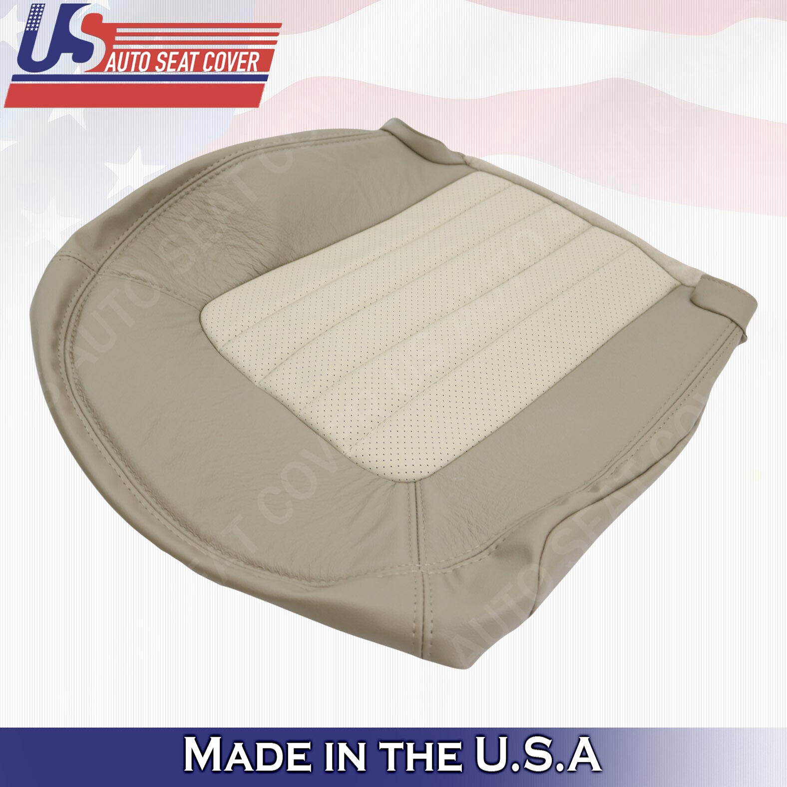 2002 - 2005 Mercury Mountaineer PASSENGER Bottom Perf. Leather Cover 2-tone Tan