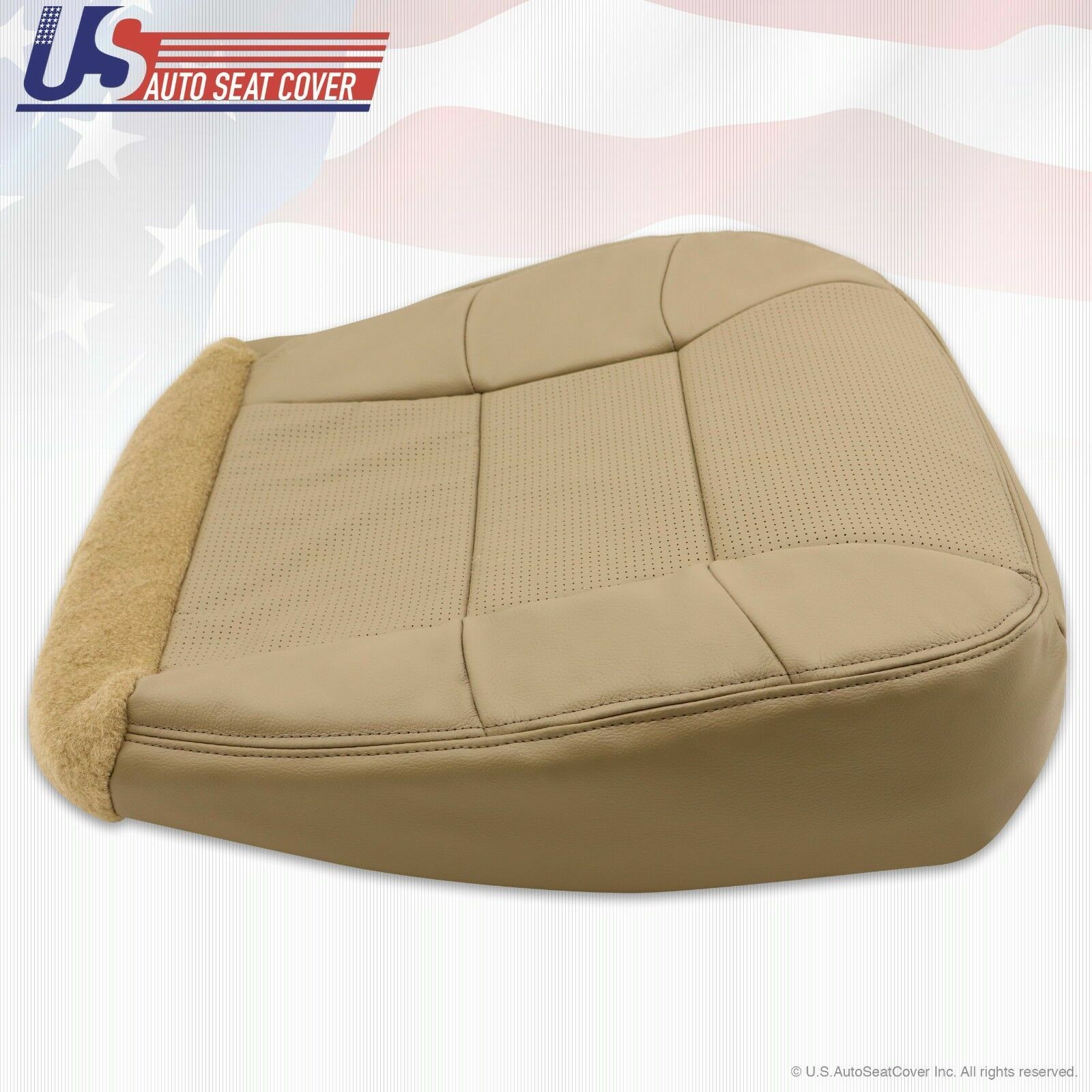 2001 Lincoln Navigator Driver Side Bottom Perforated Leather Seat Cover Tan