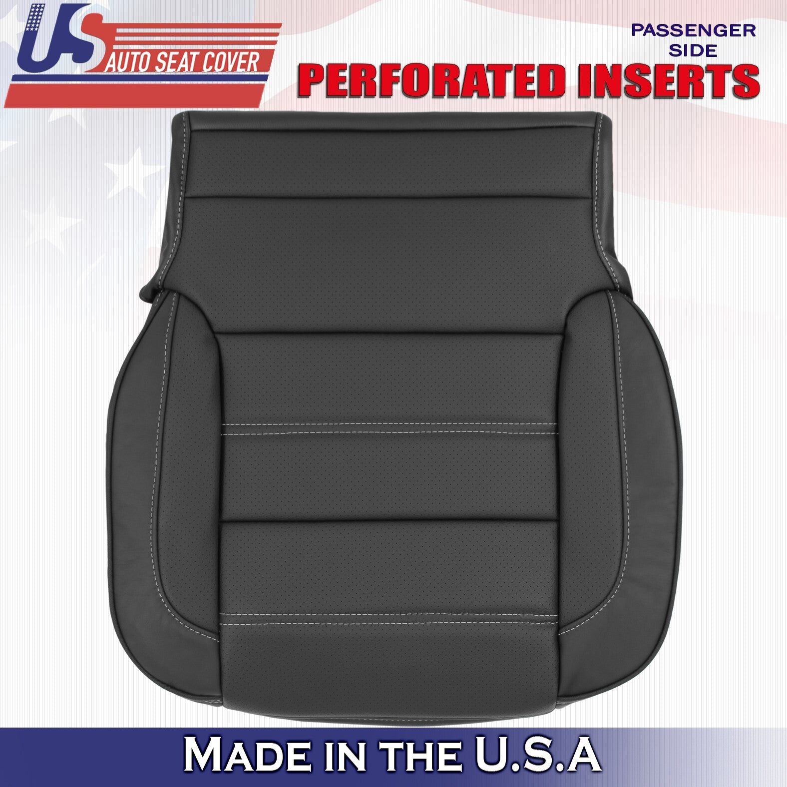 2014-2019 For GMC Sierra Denali Driver & Passenger Bottom Leather Cover Black