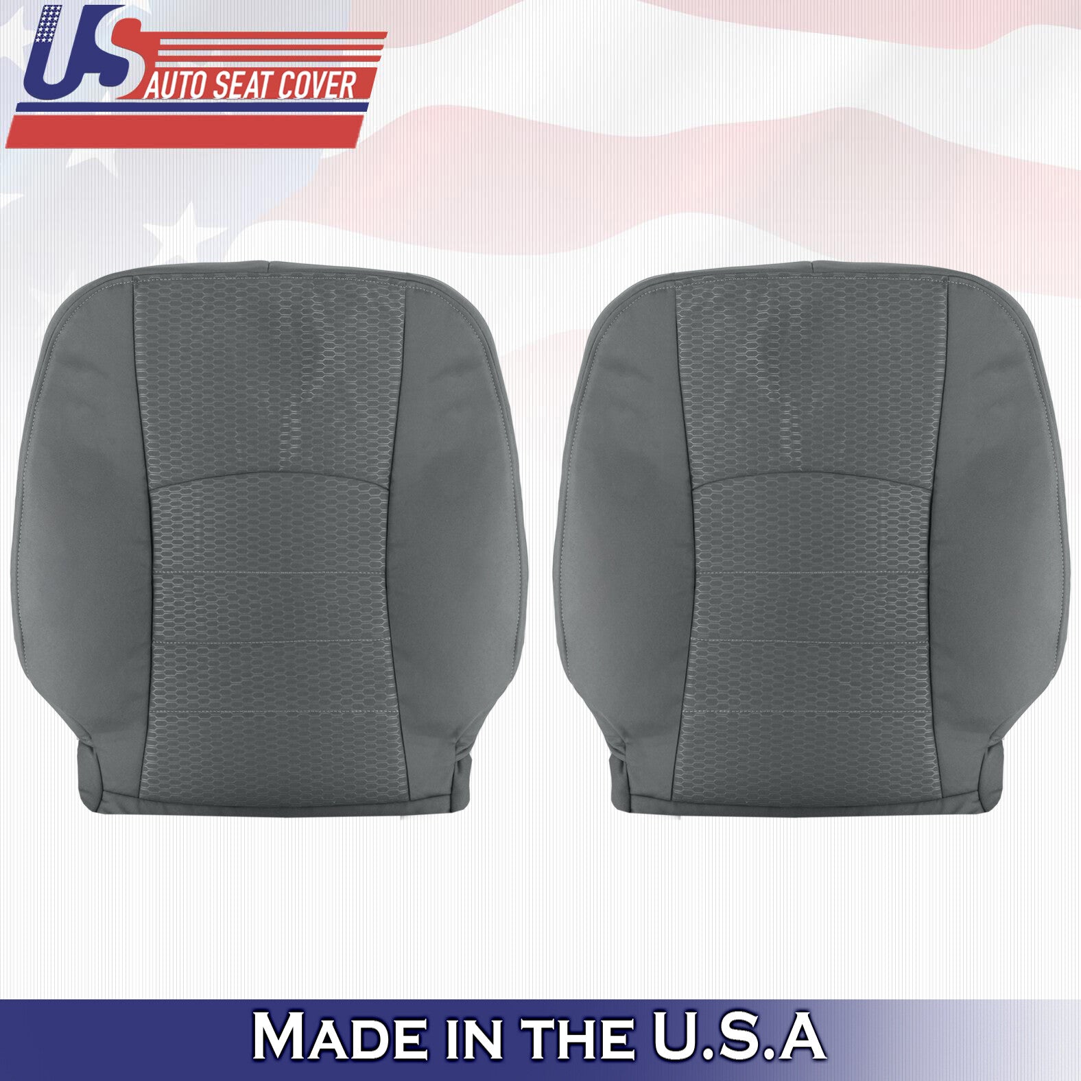 2013 to 2018 For Dodge Ram 1500 SLT Driver Passenger Top Cloth Seat Covers Gray