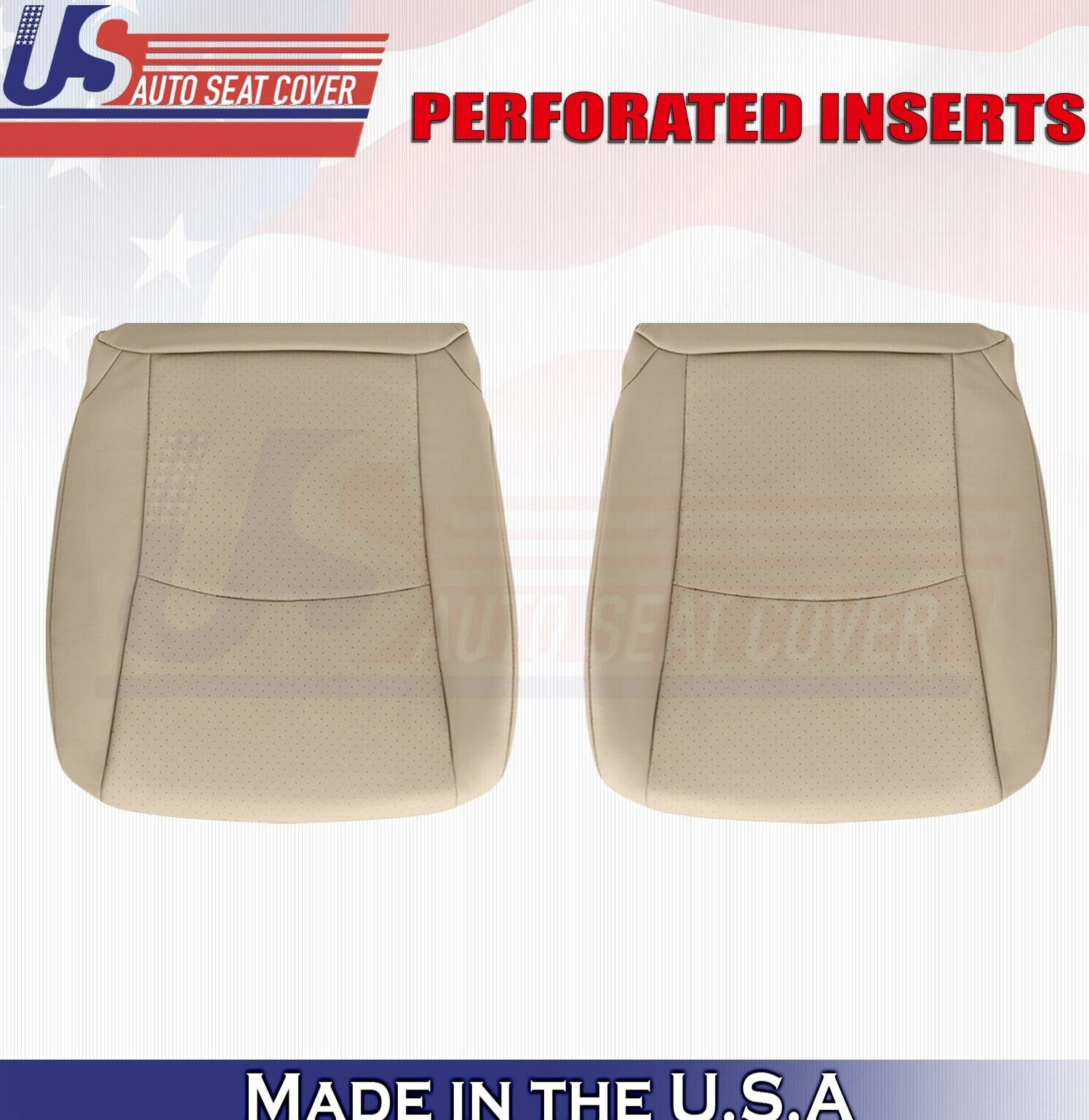 2008 2009 For Toyota Highlander Driver Passenger Bottom Perf Leather Covers Tan