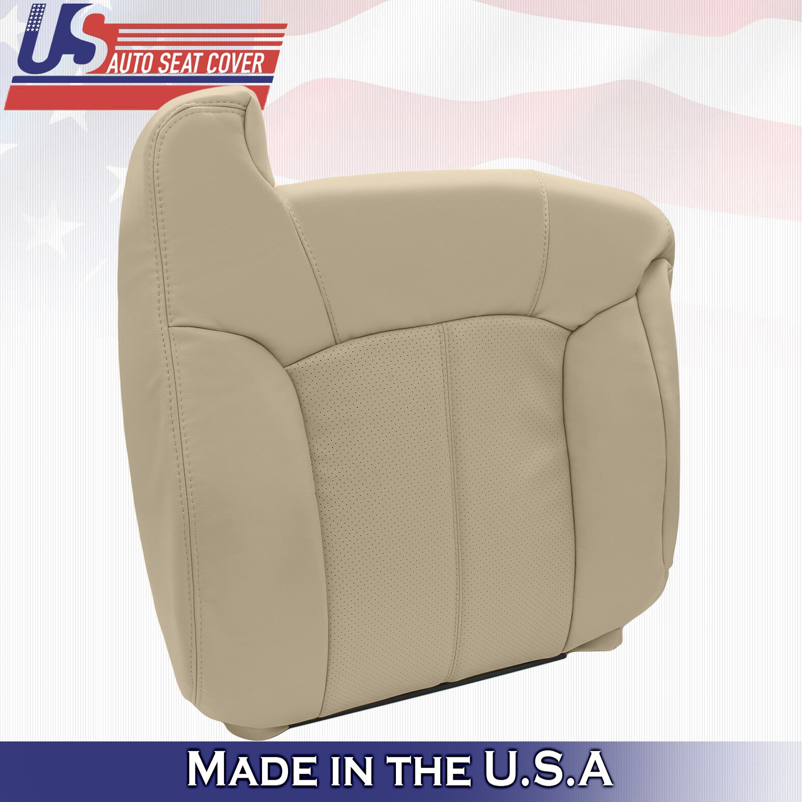 2002 For Cadillac Escalade Passenger Side Top Perforated Leather Seat Cover Tan