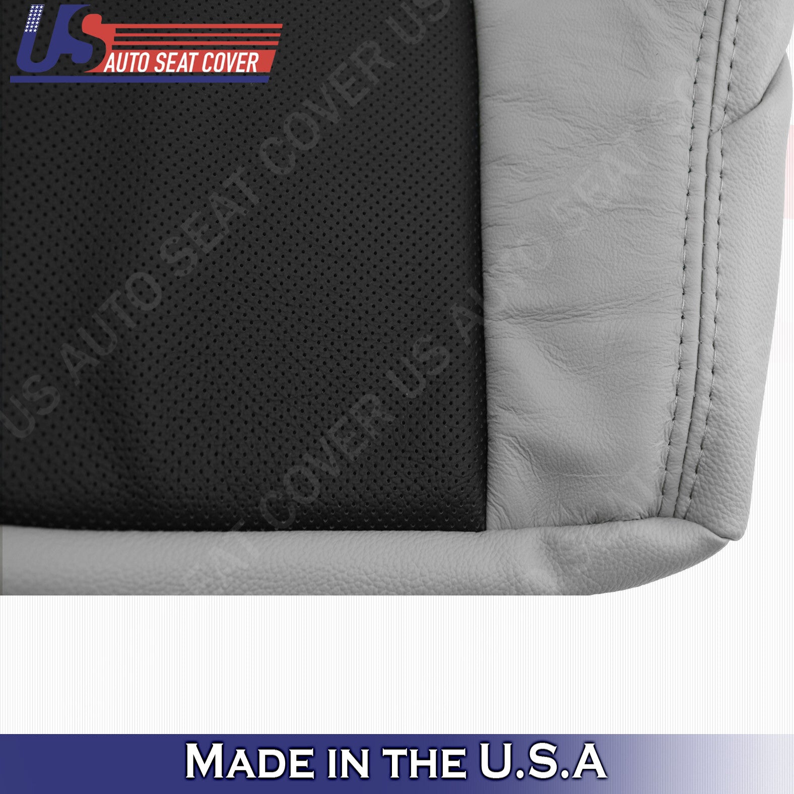 PASSENGER Bottom Perforated Leather Seat Cover 2003 2007 Cadillac CTS Blk & Gray