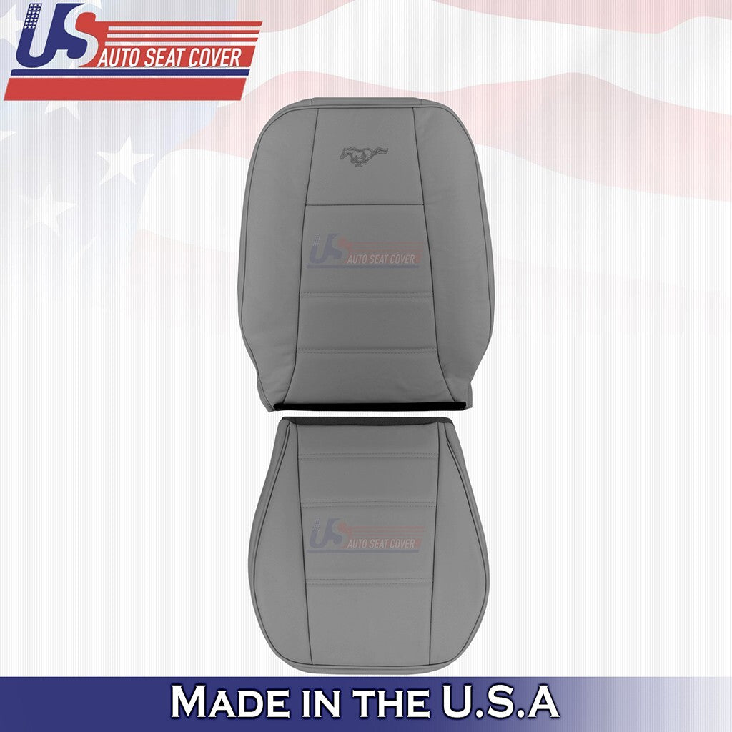1999-2004 FOR Ford Mustang V6 Driver Bottom &Top Genuine Leather Seat Cover Gray