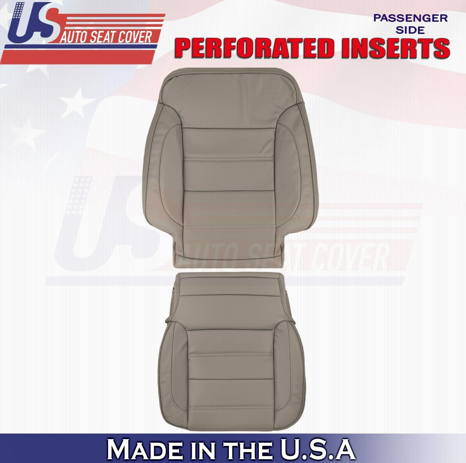 2015 For GMC Yukon Denali Front Passenger Top & Bottom Leather Seat Covers Tan