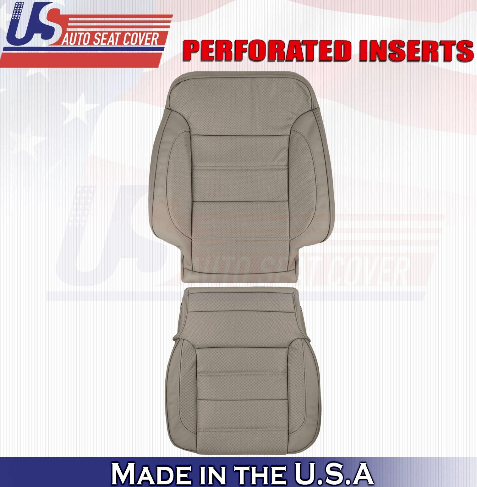2018 For GMC Sierra Denali Front Driver Top & Bottom Leather Seat Covers Tan
