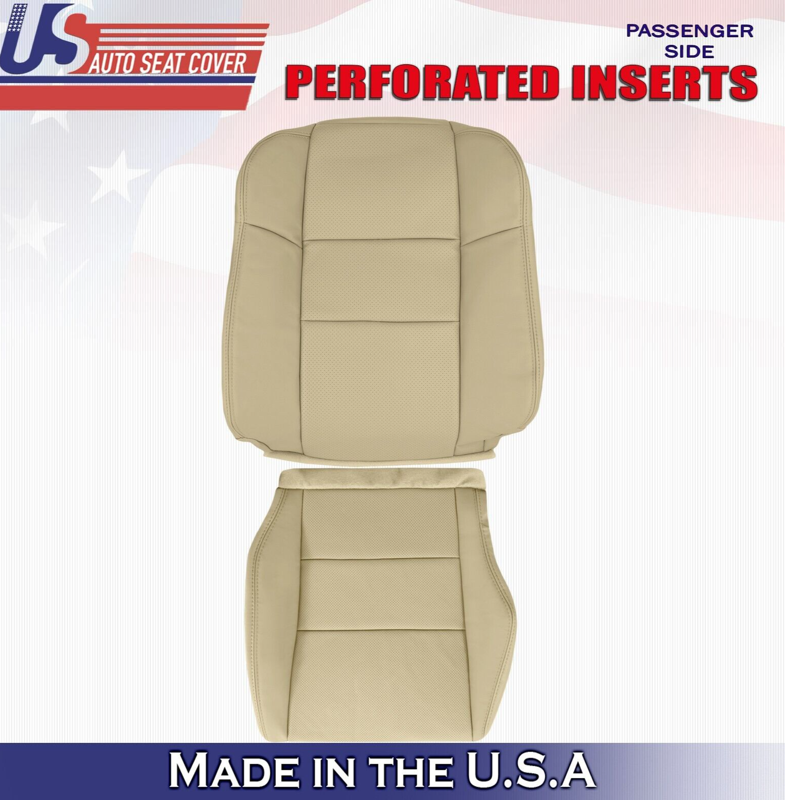 2009 2010 For Acura RDX Passenger Top & Bottom Perf Synthetic Leather Covers Tan