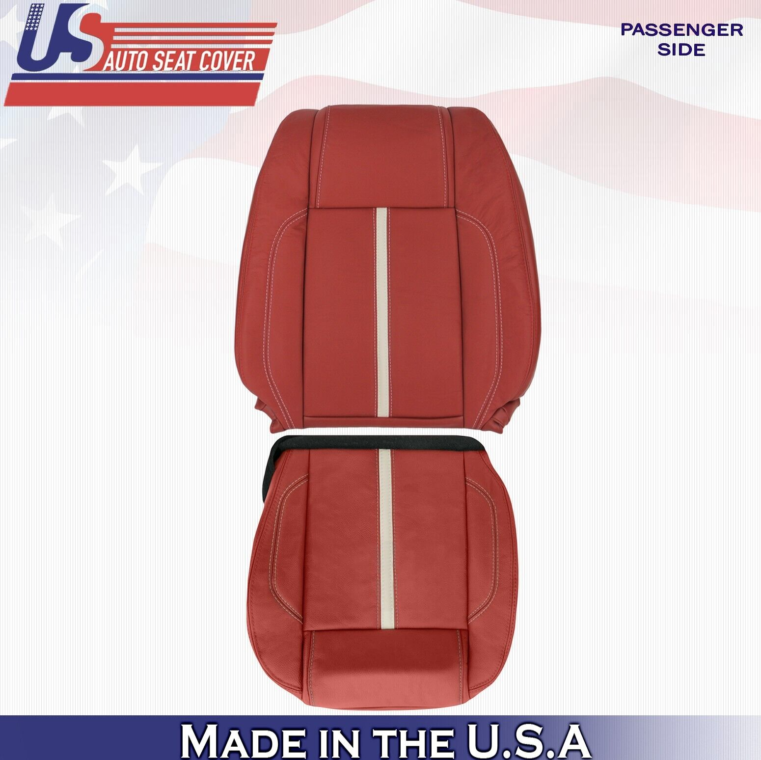 2013 2014 For Ford Mustang Gt Coupe Passenger Top & Bottom Leather Covers Red