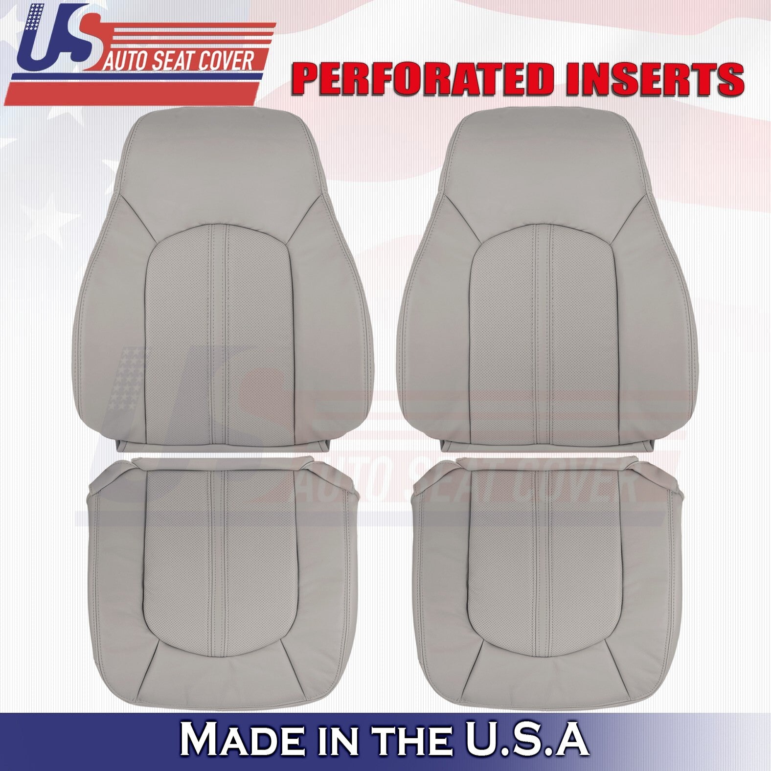 2008 to 2013 For Cadillac CTS Front 2 Top & 2 Bottom Leather Seat Covers Gray