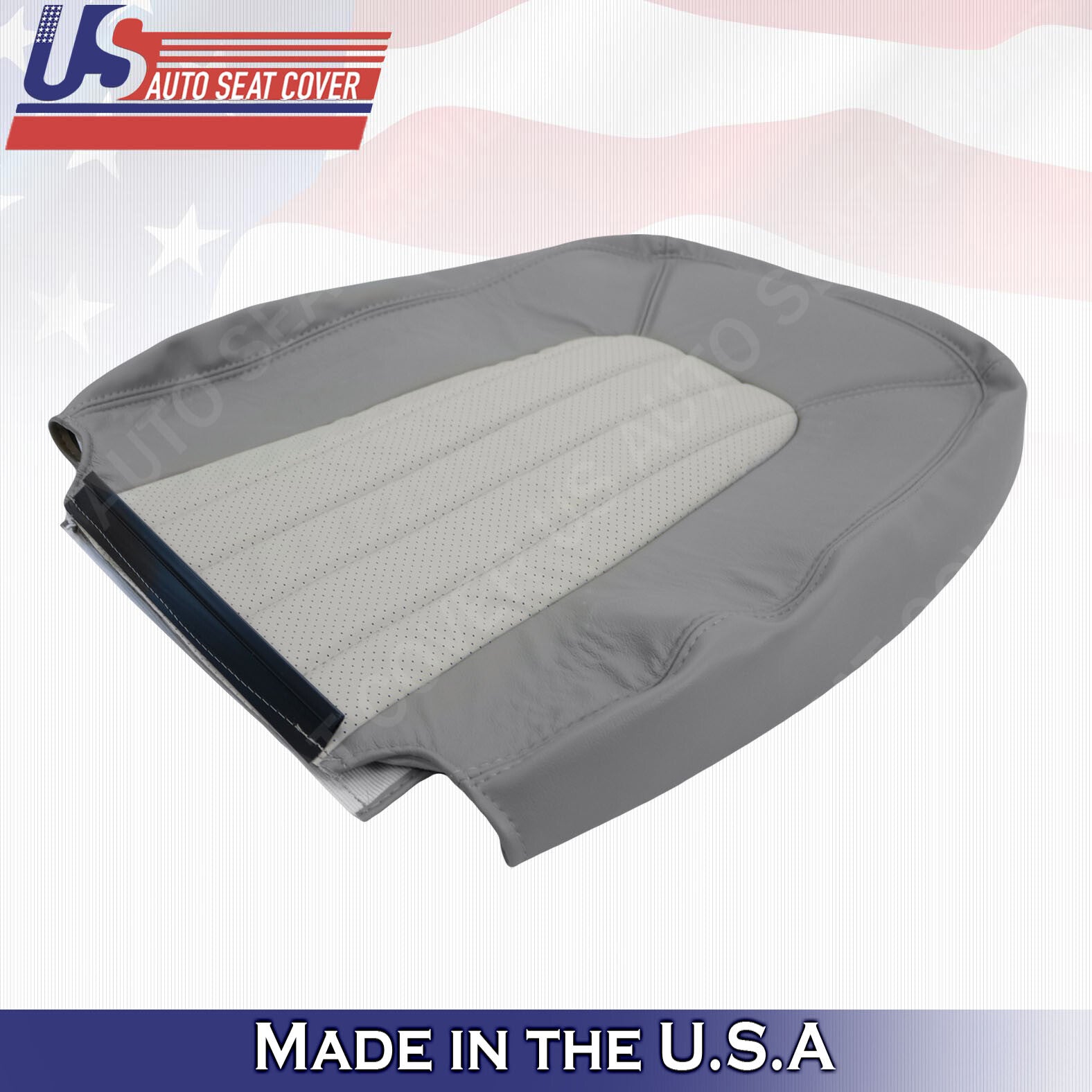 2002 to 2005 Mercury Mountaineer Driver Top-Bottom Perforated Leather Cover Gray