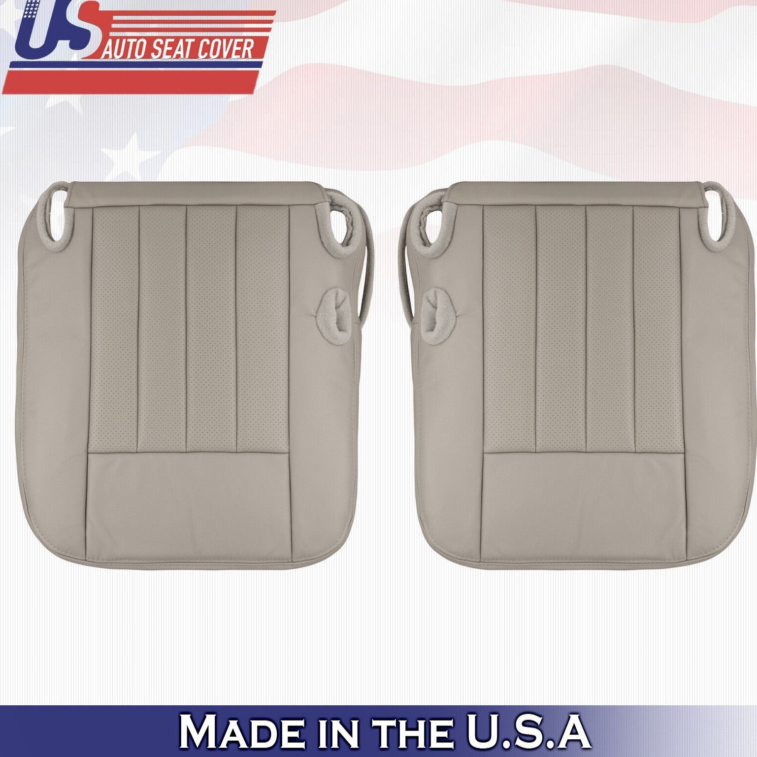 2003 to 2005 For Lincoln Town Car Driver Passenger Bottom Leather Covers Gray