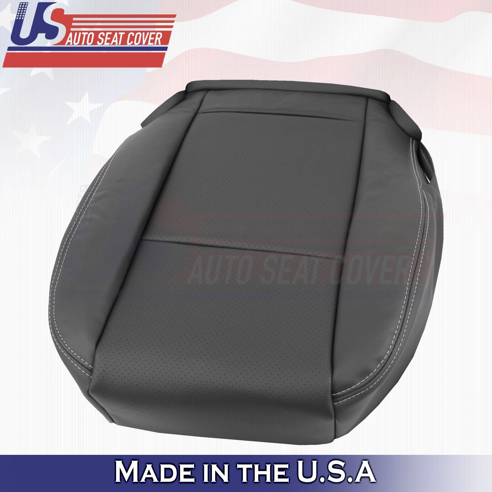 2014 2015 For Dodge Charger Driver & Passenger Bottom Leather Seat Covers BLK