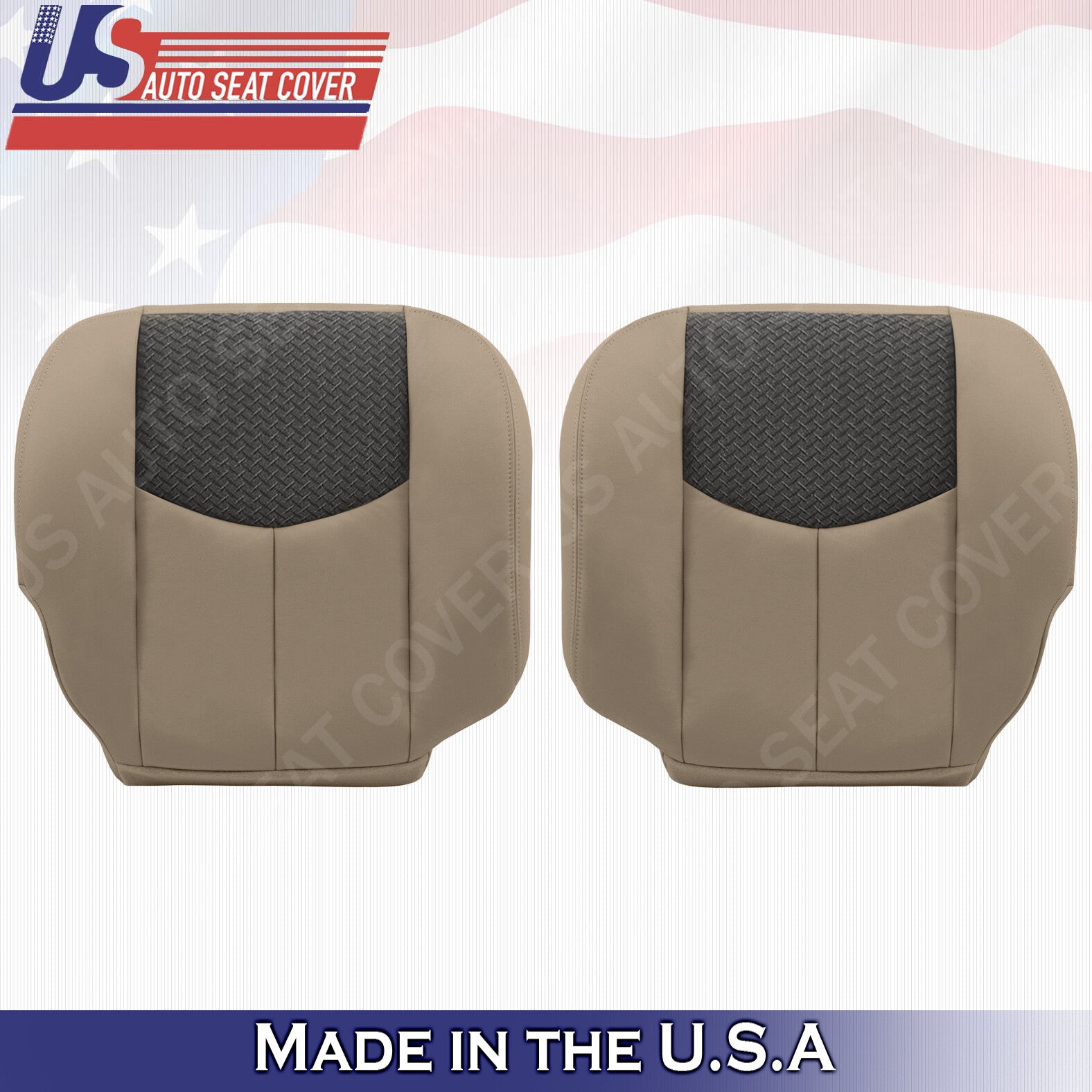 2003 2004 Chevrolet Avalanche FRONT ROW Bottom Leather fabric Seat Cover Med Tan