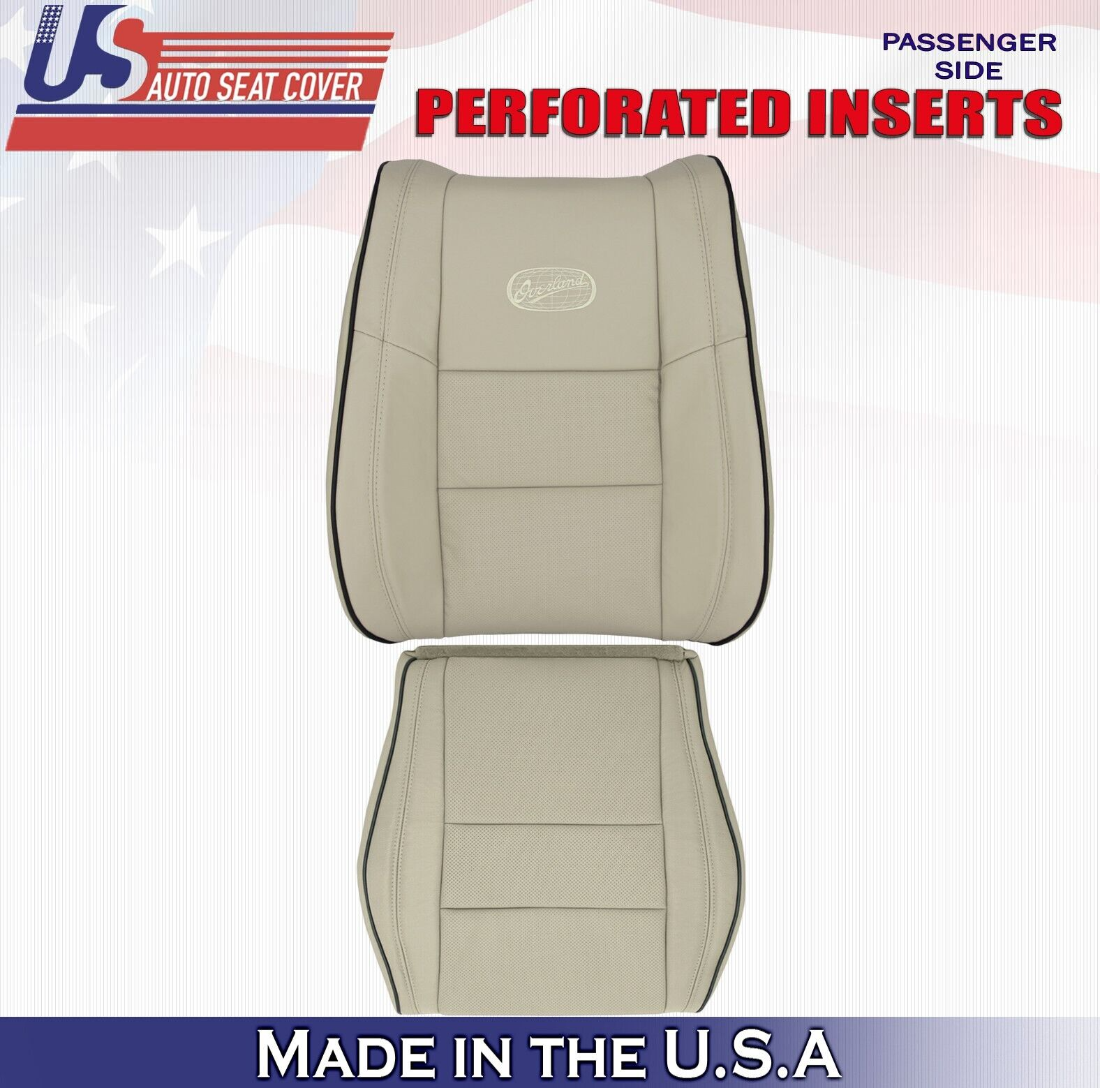 2015 For Jeep Grand Cherokee OVERLAND Passenger Top & Bottom Leather Covers Tan