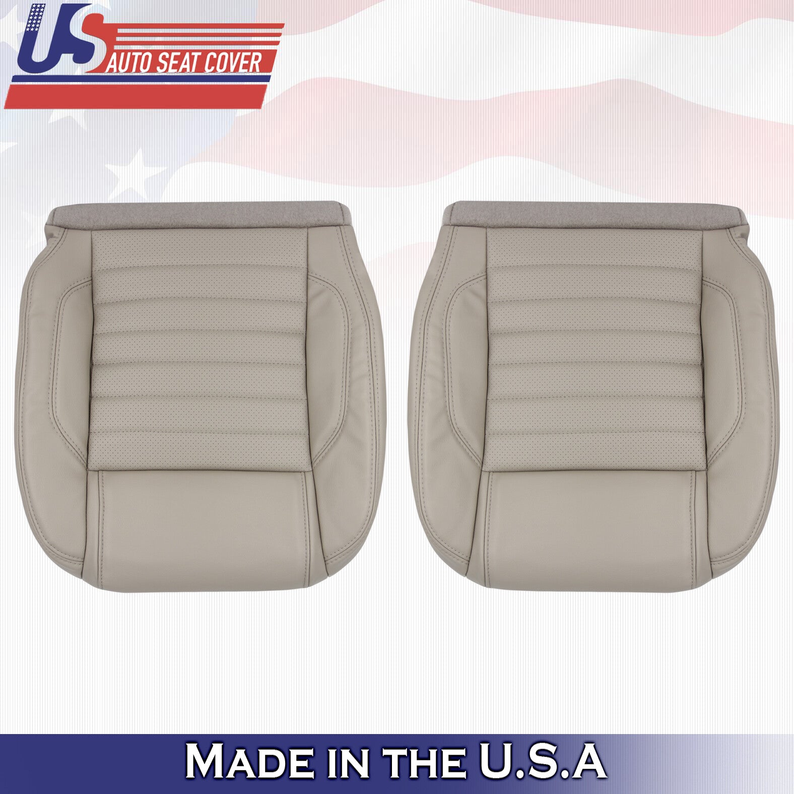 2010 to 2014 For Ford Mustang Driver & Passenger Bottoms Syn Leather Cover Stone